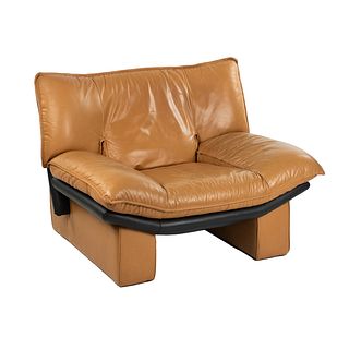 Nicoletti Salotti Italian Tan Leather Lounge Chair