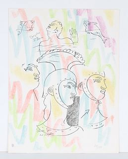 Jean Cocteau (French, 1889-1963) Color Litho