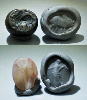 (2) Sassanian Seals, ca. 2nd to 5th Century AD
