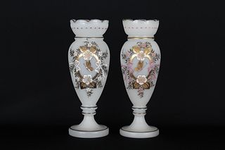 (2) Antique French Opaline Vases