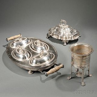 Three Pieces of English Silver-plated Hollowware