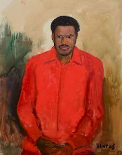 ARBIT BLATAS (1908-1999): PORTRAIT OF A MAN IN A RED SHIRT