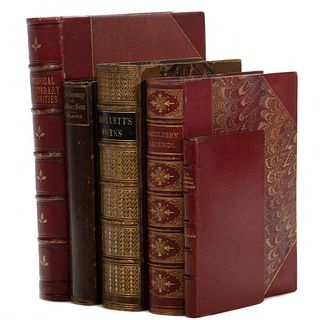 5 Books of Literature with Fine Leather Bindings