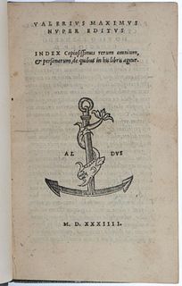Valerius Maxiums, Nuper Editus, Aldine Press, 1534