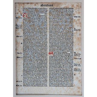 Rubricated Bible Leaf, 1491