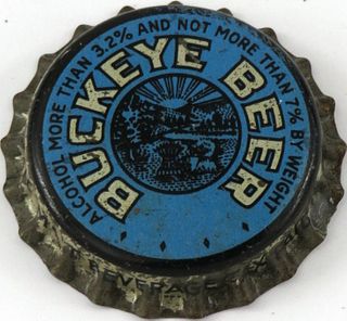 1948 Buckeye Beer ~OH Tax Cork Backed crown Toledo, Ohio