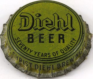 1941 Diehl Beer Cork Backed crown Defiance, Ohio