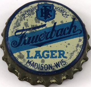 1933 Fauerbach Lager Beer Cork Backed crown Madison, Wisconsin