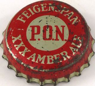 1940 Feigenspan P.O.N. Amber Ale Cork Backed crown Newark, New Jersey