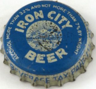 1953 Iron City Beer ~OH 1½¢ Tax Cork Backed crown Pittsburgh, Pennsylvania