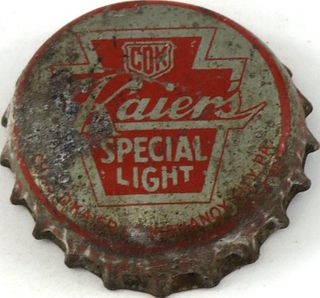 1955 Kaier's Beer ~PA Quart Tax Cork Backed crown Mahanoy City, Pennsylvania