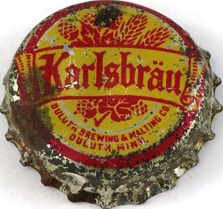 1934 Karlsbrau Beer Cork Backed crown Duluth, Minnesota
