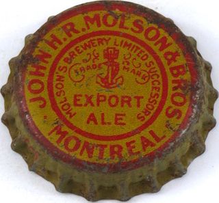1935 Molson's Export Ale Cork Backed crown Montreal, Quebec