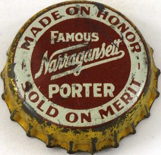 1943 Narragansett Porter Cork Backed crown Providence, Rhode Island