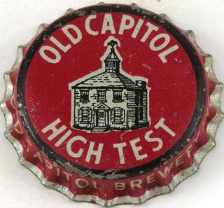 1934 Old Capitol High Test Beer Cork Backed crown Chillicothe, Ohio