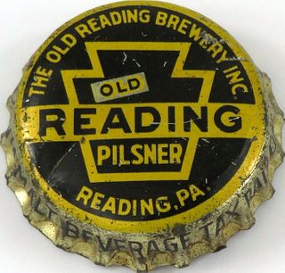 1941 Old Reading Pilsner Beer ~Pa Tax Cork Backed crown Reading, Pennsylvania