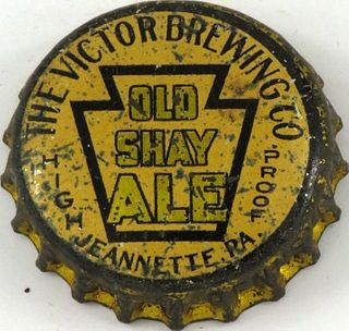1933 Old Shay High Proof Ale ~ PA Tax Cork Backed crown Jeannette, Pennsylvania