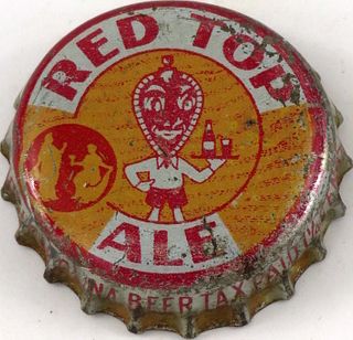 1940 Red Top Ale ~NC 1¼¢ tax (red) Cork Backed crown Cincinnati, Ohio