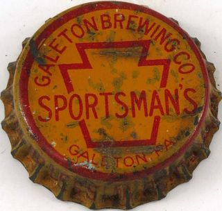 1933 Sportsman's Beer ~PA Tax (cream) Cork Backed crown Galeton, Pennsylvania
