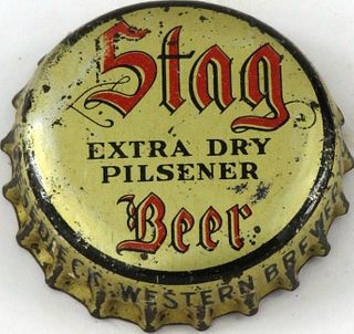 1938 Stag Extra Dry Pilsener Beer Cork Backed crown Belleville, Illinois