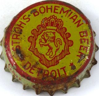 1943 Stroh's Bohemian Beer (2 color) Cork Backed crown Detroit, Michigan