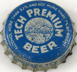 1952 Tech Beer ~OH 1½¢ tax Cork Backed crown Pittsburgh, Pennsylvania