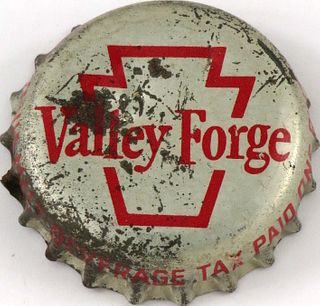 1959 Valley Forge Beer ~PA Pint Tax Cork Backed crown Norristown, Pennsylvania