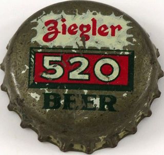 1949 Ziegler's 520 Beer Cork Backed crown Two Rivers, Wisconsin