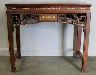 Carved and Inlaid Chinese Altar Table.