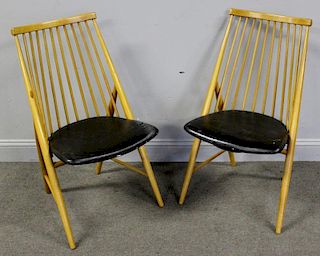 Midcentury Pair of Swedish Slat Back Side Chairs.