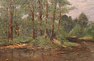 Collin J. Cruickshank (American 19th/20th c.) Green landscape with Stream