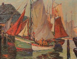 Attributed to George Adomeit (American 1879-1967) New England Harbor