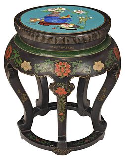 Chinese Cloisonn‚ Lacquered and Polychromed Tabaret