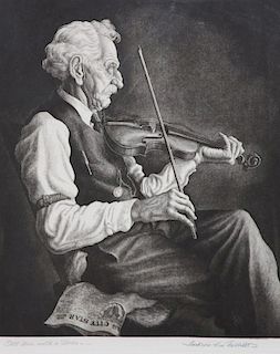 Jackson Lee Nesbitt (American 1913-2008) Old Man with a Violin Ed. 112, 1955