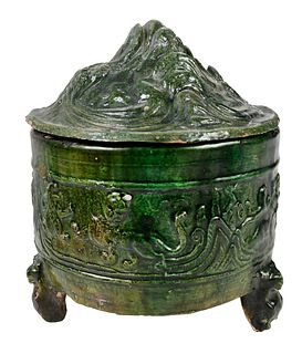 Early Chinese Green Glazed Funerary Vessel
