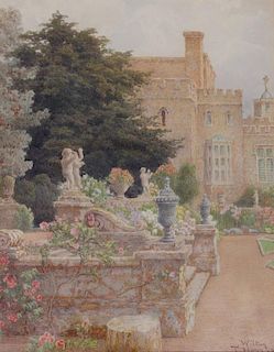 Thomas Henry Hunn (British 1857-1928) The Gardens at Wilton Castle 1904