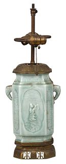 Chinese Celadon Vase Converted to Lamp