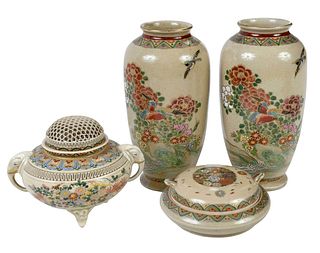 Four Japanese Satsuma Porcelain Items