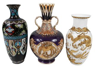 Three Japanese 'Dragon and Phoenix' Vases