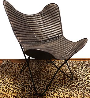 Soft Black Leather Butterfly Chair 