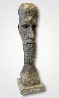 Ceramic Sculpture of a Man's Head, signed on the back
