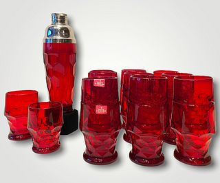 Set of Viking Ruby Glasses and Cocktail Shaker 21pcs