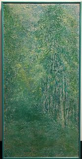 Signed Mod Abstract Oil on Board Trees