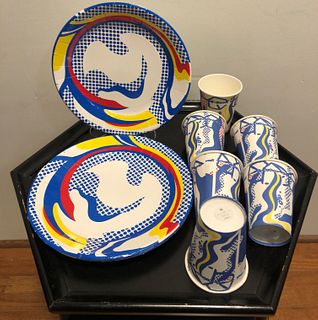 Roy Lichtenstein Set 6 Paper Paper Plates & Cups Barneys 