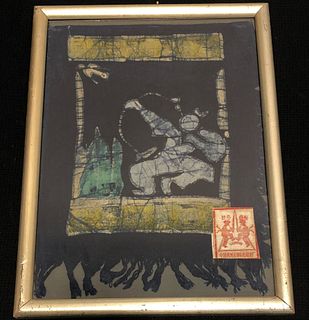 Mid Century Batik in frame