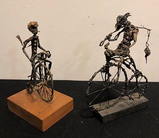 2 Mid Century Wire Art Sculptures Bikes