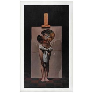 SANTIAGO CARBONELL, Estudio del pintor, Signed, Offset lithography with silkscreen varnish 17/100, 20.8 x 11.4" (53 x 29 cm), Certificate | SANTIAGO C