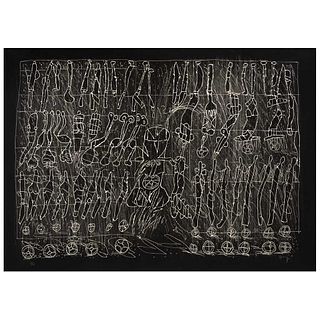 SERGIO HERNÁNDEZ, El estómago de Brookes, 2011, Signed, Woodcut on cloth 2 / 15, 29.9 x 41.5" (76 x 105.5 cm) | SERGIO HERNÁNDEZ, El estómago de Brook
