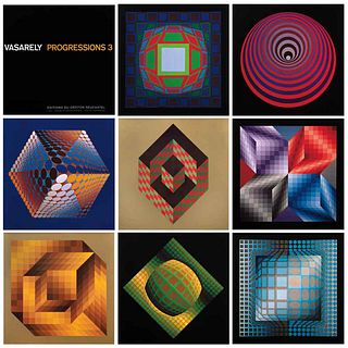 VICTOR VASARELY, Vasarely Progressions, Unsigned, Digital prints w/o print number, 16.1 x 16.1" (41 x 41 cm). Pieces: 8. | VICTOR VASARELY, Vasarely P