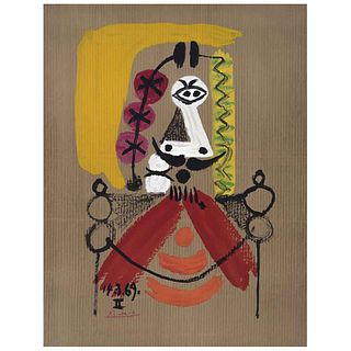 PABLO PICASSO, From the binder Portraits Imaginaires, 1969, Signed and dated on plate, Lithography A213/250, 25.5 x 19.6" (65 x 50 cm), Document | PAB